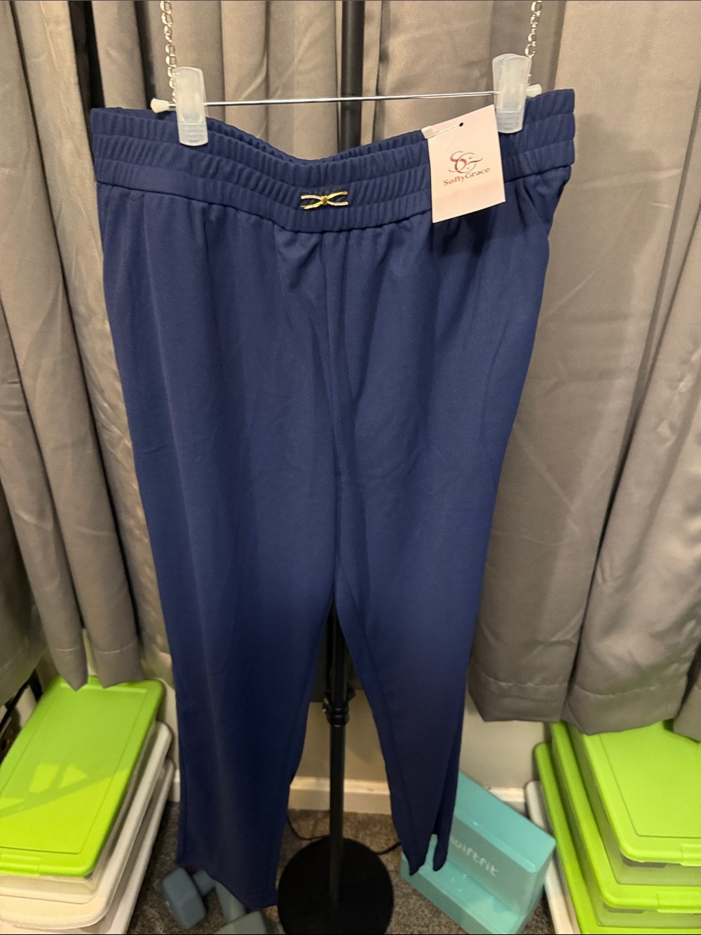 Girls Navy Pull-On Elastic Waist Pants - Picture 1 of 1